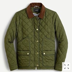 J. Crew Olive barn Jacket with Brown Collar